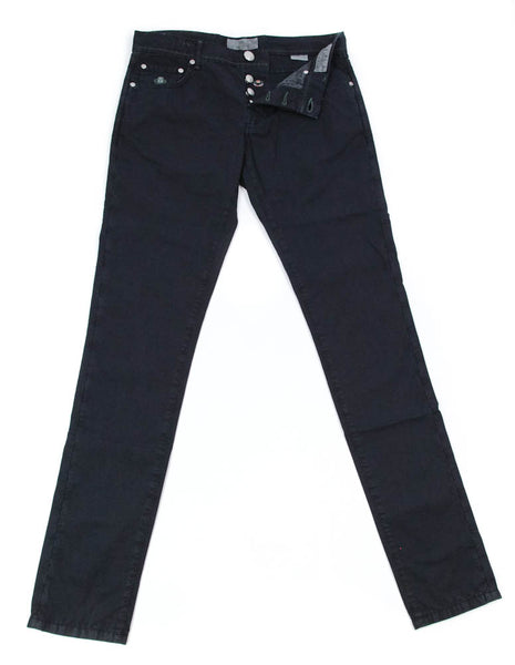 Luigi Borrelli Midnight Navy Blue Solid Pants - 34/50 - (CARSS00711091)