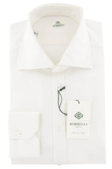 Luigi Borrelli Off White Solid Cotton Shirt - Slim - 16.5/42 - (YU)