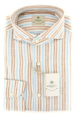 Borrelli Brown Striped Shirt - Extra Slim - 15.5/39 - (201802227)