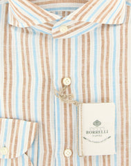 Borrelli Brown Striped Shirt - Extra Slim - (201802227) - Parent