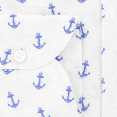 Luigi Borrelli Blue Anchor Print Cotton Shirt - Extra Slim - (268) - Parent