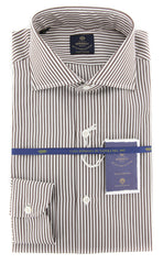 Luigi Borrelli Brown Striped Cotton Shirt - Slim - 15/38 - (LB2113)