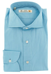 Luigi Borrelli Turquoise Melange Cotton Shirt - Extra Slim - 15.5/39 (309)