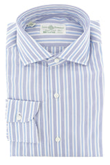 Luigi Borrelli Light Blue Striped Cotton Shirt - Slim - 14.5/37 (226)