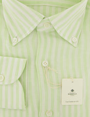 Luigi Borrelli Light Green Striped Linen Shirt - Extra Slim - (ZV) - Parent