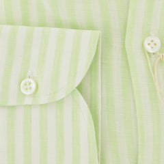 Luigi Borrelli Light Green Striped Linen Shirt - Extra Slim - (ZV) - Parent