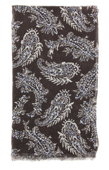 Luigi Borrelli Brown Paisley Long Scarf - 26" x 76" - (FI120296)