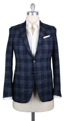 Luigi Borrelli Dark Blue Alpaca Plaid Sportcoat - 38/48 - (GU3B212370)