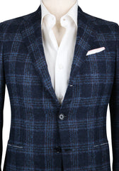 Luigi Borrelli Dark Blue Alpaca Plaid Sportcoat - (GU3B212370) - Parent