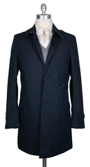 Luigi Borrelli Navy Blue Solid Raincoat - 46/56 - (LBCOATG160270)