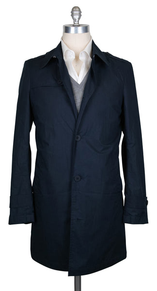 Luigi Borrelli Navy Blue Solid Raincoat - (LBCOATG160270) - Parent