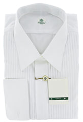 Luigi Borrelli White Tuxedo Shirt - Pleated Bib - Full - 15/38  (LBTUXX3)