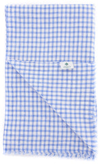 New $250 Luigi Borrelli Blue Check Long Scarf - 64" x 26" - (LBSS1265)