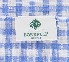 New $250 Luigi Borrelli Blue Check Long Scarf - 64" x 26" - (LBSS1265)