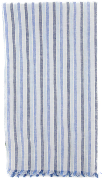 Luigi Borrelli Blue Striped Long Scarf - 60" x 27" - (LBSS12147)