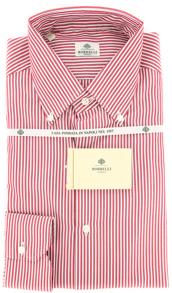 Luigi Borrelli Red Striped Cotton Shirt - Slim - (YJ) - Parent