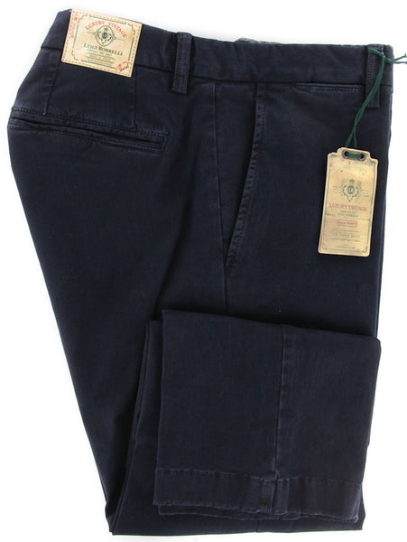 Luigi Borrelli Navy Blue Solid Pants - 38/54 - (10SLIMCERN/LDY/NAVY)