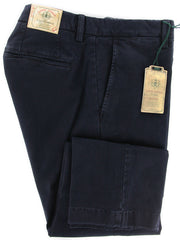 Luigi Borrelli Navy Blue Solid Pants - 38/54 - (10SLIMCERN/LDY/NAVY)