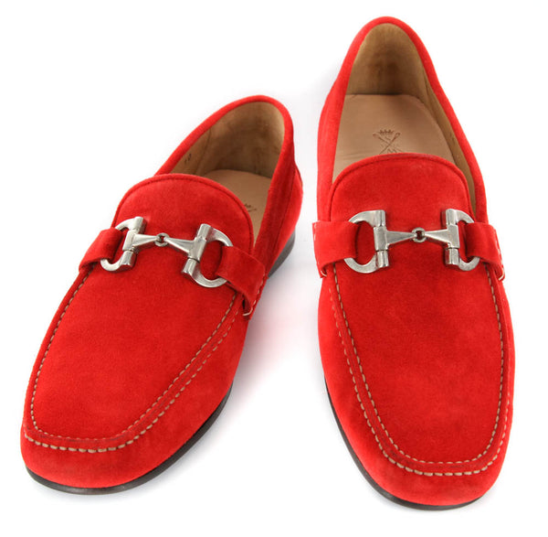 New $500 Sutor Mantellassi Red Shoes - Horsebit Loafers - 14/13 - (SM69027492)