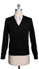 Svevo Parma Black Cotton V-Neck Sweater - S/48 - (SV101320219)