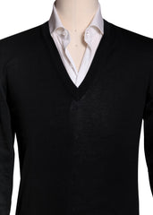 Svevo Parma Black Cotton V-Neck Sweater - (SV101320219) - Parent