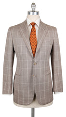 Cesare Attolini Brown Silk Blend Window Pane Suit - 38/48 - (CA810175)