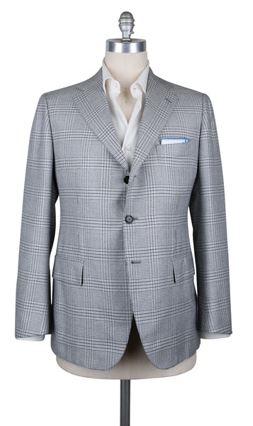 Cesare Attolini Light Gray Plaid Sportcoat - (CAM301064317) - Parent