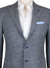 Fiori Di Lusso Navy Blue Wool Blend Houndstooth Sportcoat -(201803067) - Parent