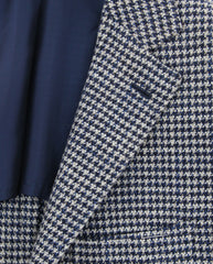 Fiori Di Lusso Navy Blue Wool Blend Houndstooth Sportcoat -(201803067) - Parent