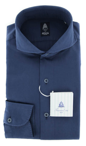 Finamore Napoli Navy Blue Shirt - Slim - S US / S EU