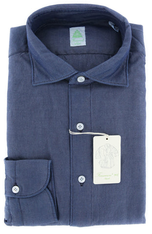 Finamore Napoli Navy Blue Shirt - Extra Slim - S US / S EU