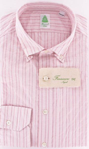 Finamore Napoli Pink Button-Front Shirt Medium