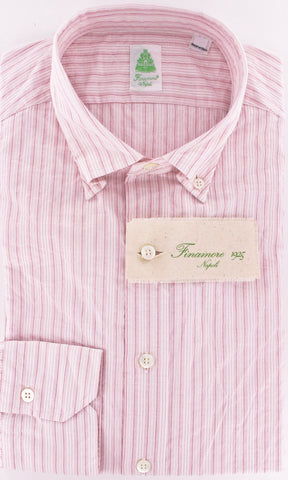 Finamore Napoli Pink Button-Front Shirt – Size: Medium US