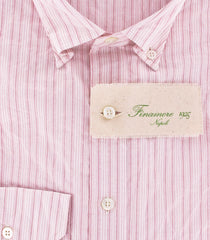 Finamore Napoli Pink Button-Front Shirt Medium