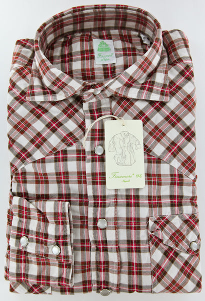 Finamore Napoli Red Casual Shirt 15.75