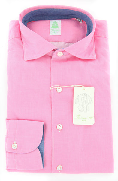 Finamore Napoli Pink Solid Twill Shirt - Extra Slim Fit - M/M