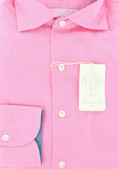 Finamore Napoli Pink Solid Twill Shirt - Extra Slim Fit - M/M