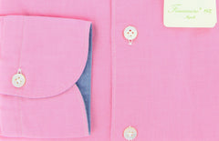 Finamore Napoli Pink Solid Twill Shirt - Extra Slim Fit - M/M