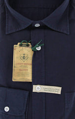 Luigi Borrelli Navy Blue Cotton Shirt - Extra Slim Fit - S/S