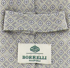 Luigi Borrelli Beige - White, Navy Blue Tie - 2.75" x 58.5"