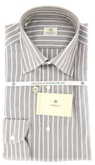 Luigi Borrelli Light Brown Striped Shirt - Slim - 15/38 (DR21140PAOSTPT1)