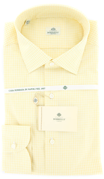 Luigi Borrelli Yellow White, Light Yellow Striped Shirt 15.75/40