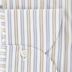 Isaia Light Blue Striped Cotton Shirt - Slim - (15) - Parent