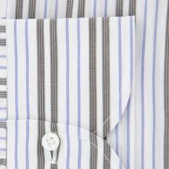 Isaia Brown Striped Cotton Shirt - Slim - (10) - Parent