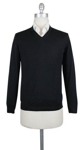 Kiton Black V-Neck Sweater