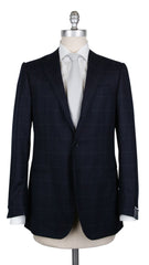 Borrelli Midnight Navy Blue Wool Blend Window Pane Suit - (201803082) - Parent