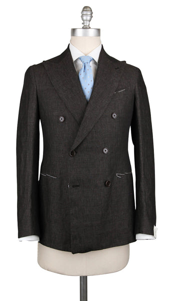 Luigi Borrelli Dark Brown Linen Solid Suit - (LB169861R7) - Parent