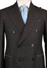 Luigi Borrelli Dark Brown Linen Solid Suit - (LB169861R7) - Parent