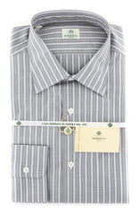 Luigi Borrelli Gray Striped Cotton Dress Shirt - Slim - 15.75/40 - (61)