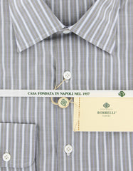 Luigi Borrelli Gray Striped Cotton Dress Shirt - Slim - (61) - Parent